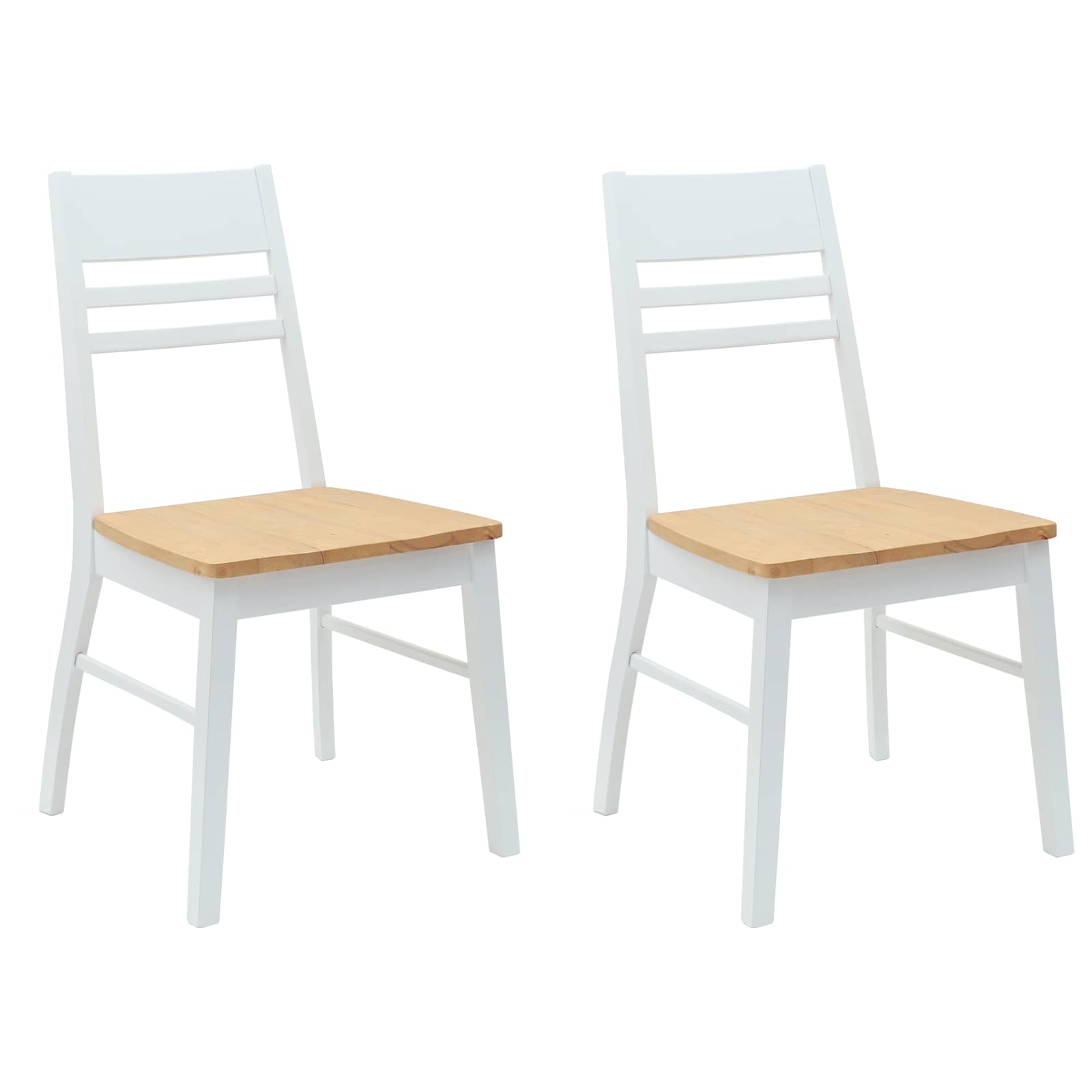 Matstolar 2 st Massiv Gummiträ Vit 43 x 54 x 89 cm