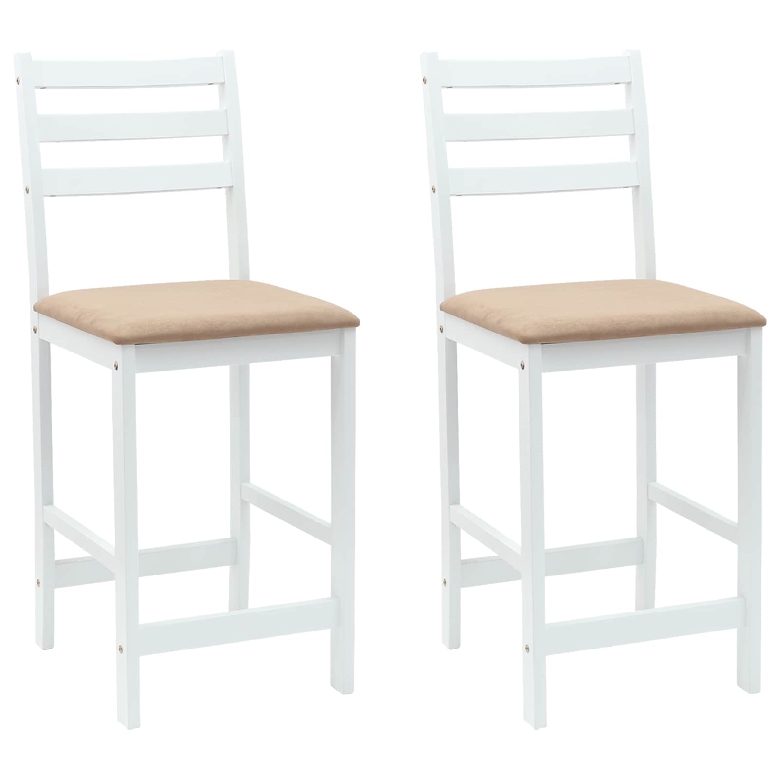 Matstolar 2 st Massiv Gummiträ Vit 40 x 47,5 x 99,5 cm