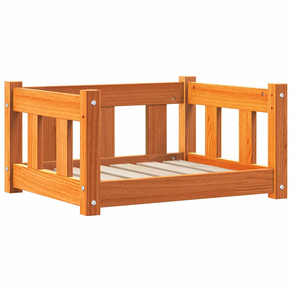 Hundsäng 55 x 45 x 28 cm Massiv furu Vaxad brun