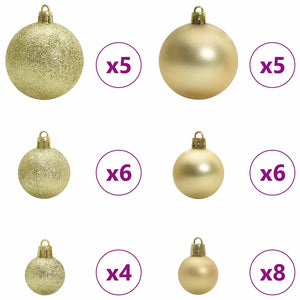 Julprydnad Set med 150 LED-lampor 61 pcs Guld Plast