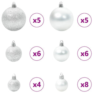 Julprydnad Set med 150 LED-lampor 61 pcs Silver Plast