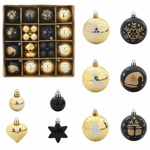 Julprydnad Set 40 pcs Svart och Guld Plast