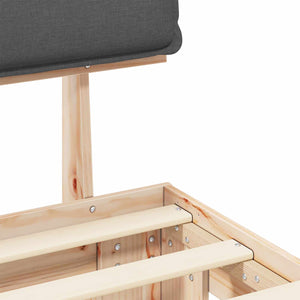 Sängram med Klädd Huvudgavel Mörkgrå 180 x 200 cm Massiv furu