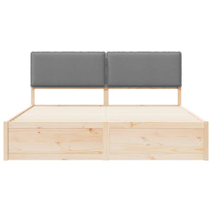 Sängram med Klädd Huvudgavel Ljusgrå 200 x 200 cm Massiv furu