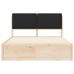 Sängram med Klädd Huvudgavel Svart 160 x 200 cm Massiv furu