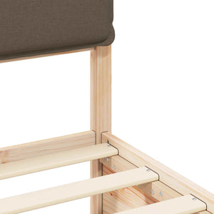 Sängram med Klädd Huvudgavel Taupe 140 x 190 cm Massiv furu