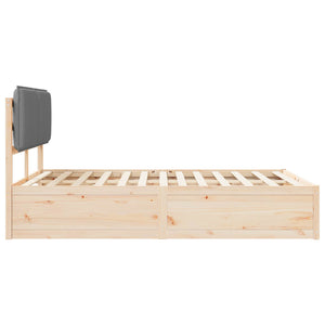 Sängram med Klädd Huvudgavel Ljusgrå 135 x 190 cm Massiv furu