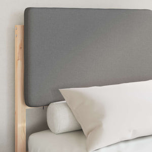 Sängram med Klädd Huvudgavel Ljusgrå 140 x 190 cm Massiv furu