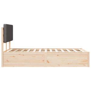 Sängram med Klädd Huvudgavel Mörkgrå 135 x 190 cm Massiv furu