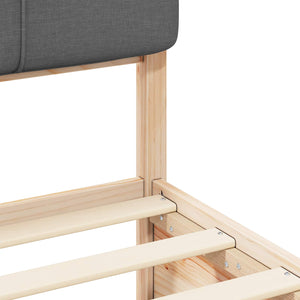 Sängram med Klädd Huvudgavel Mörkgrå 200 x 200 cm Massiv furu