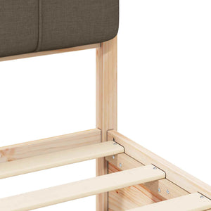 Sängram med Klädd Huvudgavel Taupe 140 x 190 cm Massiv furu