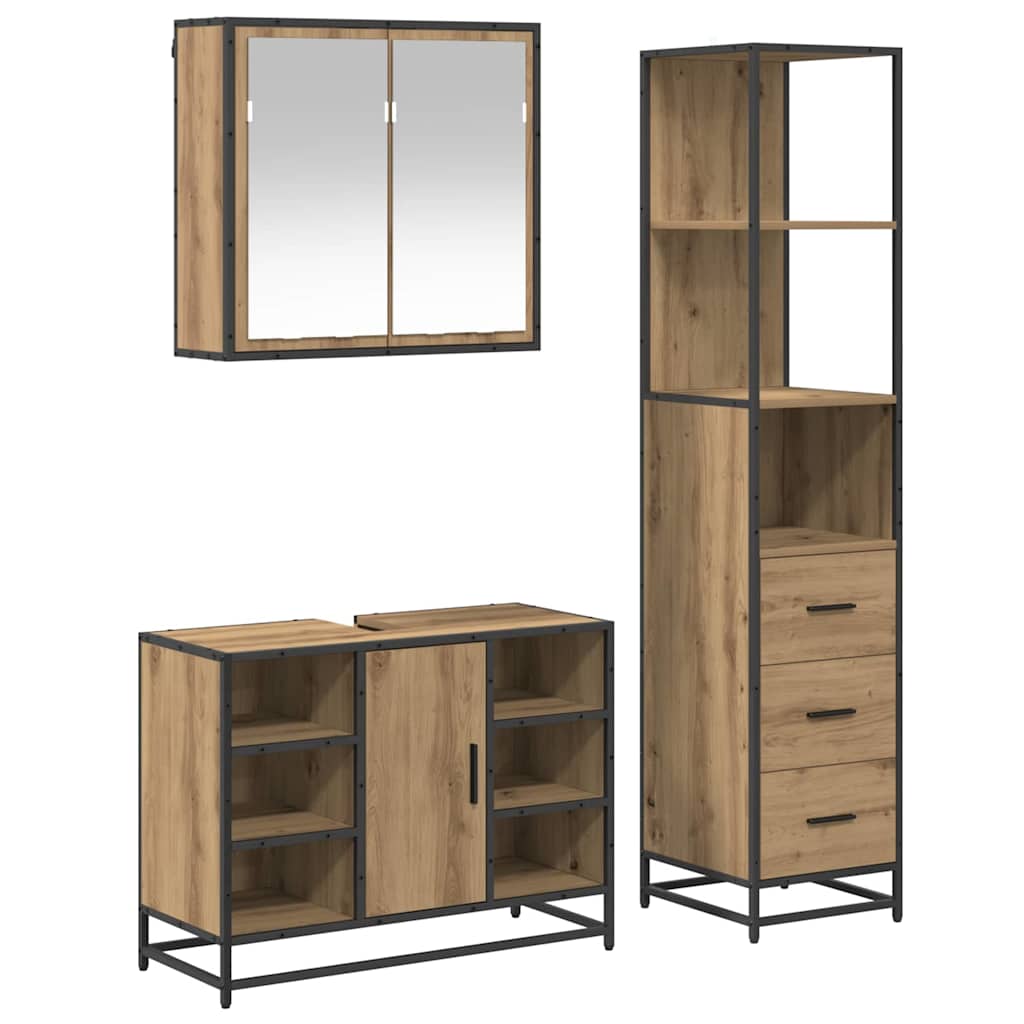 Badrumsmöbelset med låda 3 pcs Artisan Ek Konstruerat trä