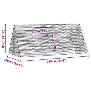 Kaninbur Silver 215 x 100 x 85 cm Galvaniserat Stål