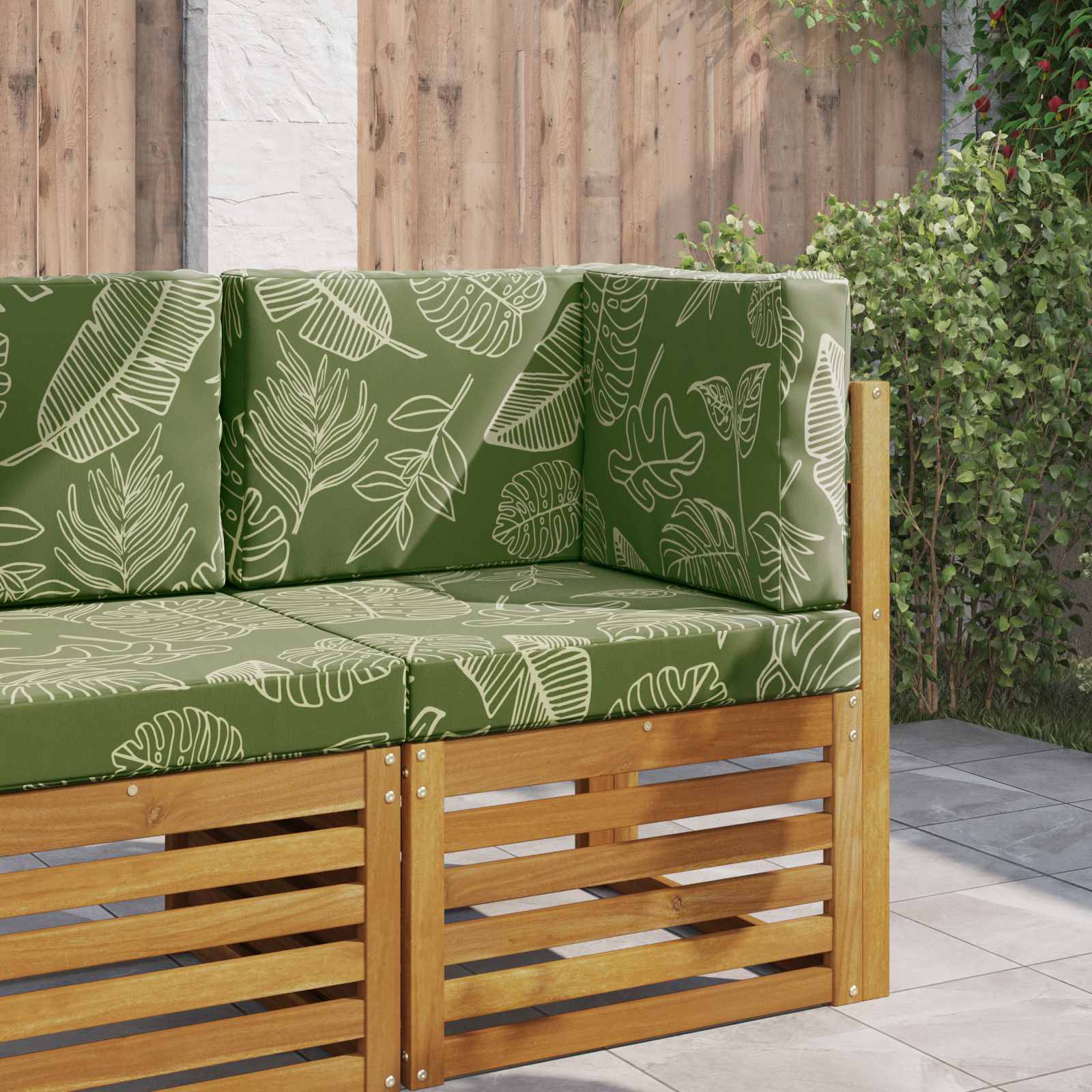 Utomhus Soffa Kudde Polyester Bladdesign 60 x 60 x 8 cm