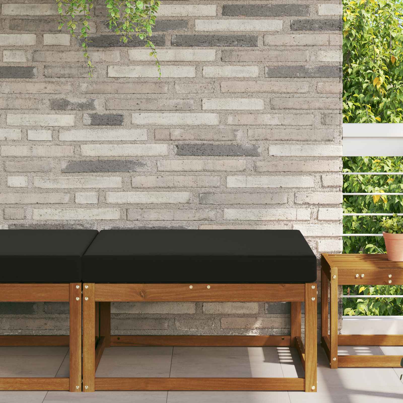 Utomhus Soffa Kudde Svart 80 x 80 x 8 cm Polyester