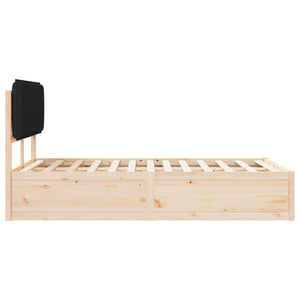 Sängram med Klädd Huvudgavel Svart 120 x 190 cm Massiv furu