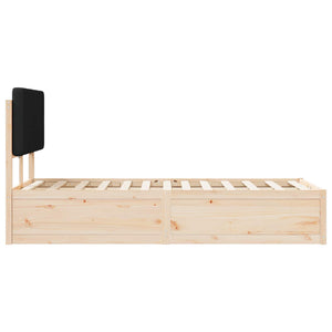 Sängram med Klädd Huvudgavel Svart 120 x 190 cm Massiv furu