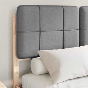 Sängram med Klädd Huvudgavel Ljusgrå 120 x 200 cm Massiv furu