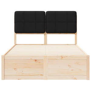 Sängram med Klädd Huvudgavel Svart 120 x 200 cm Massiv furu