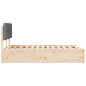 Sängram med Klädd Huvudgavel Ljusgrå 120 x 190 cm Massiv furu