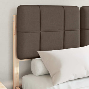 Sängram med Klädd Huvudgavel Taupe 120 x 190 cm Massiv furu