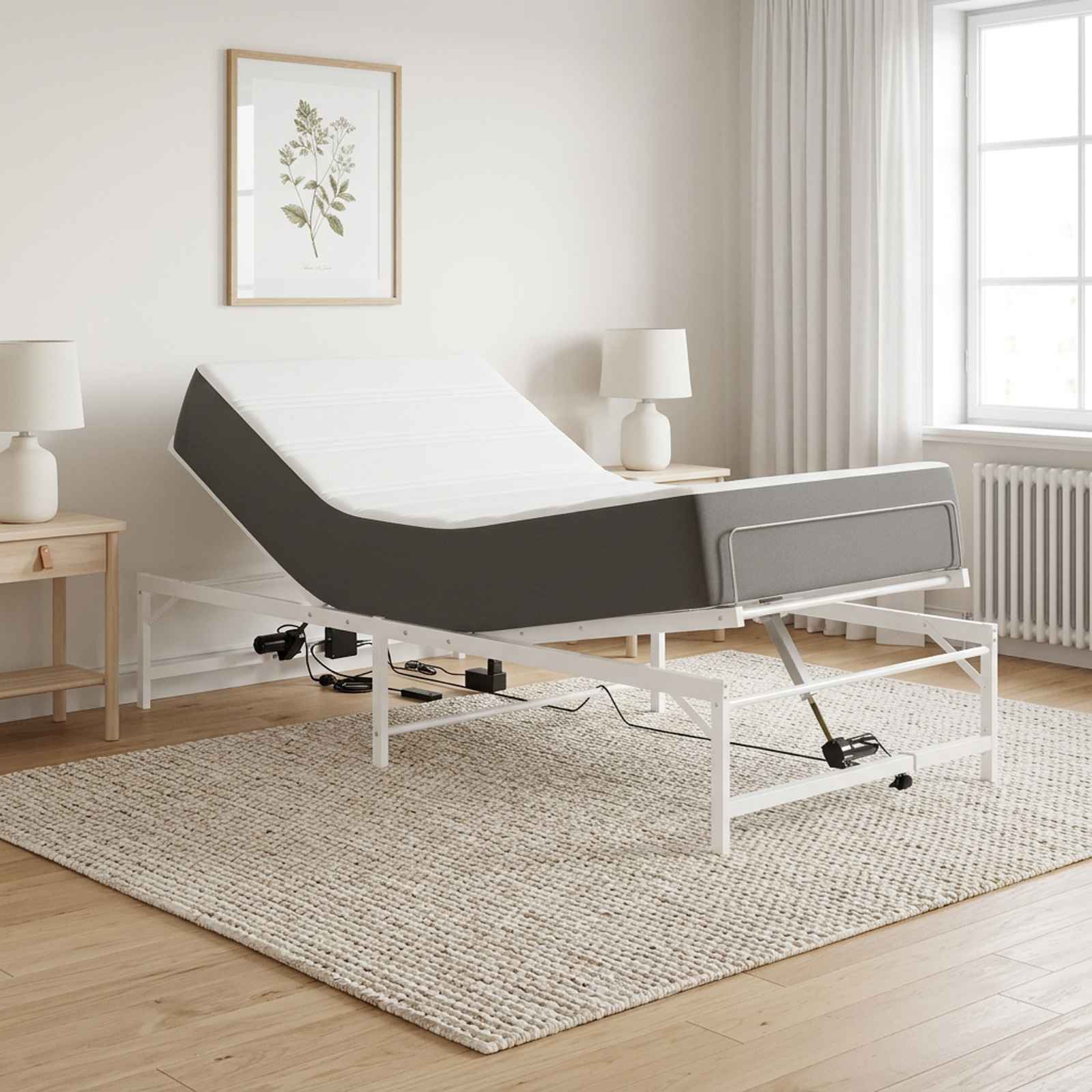 Elektrisk Justerbar Säng Ram Vit 80 x 200 cm Stål