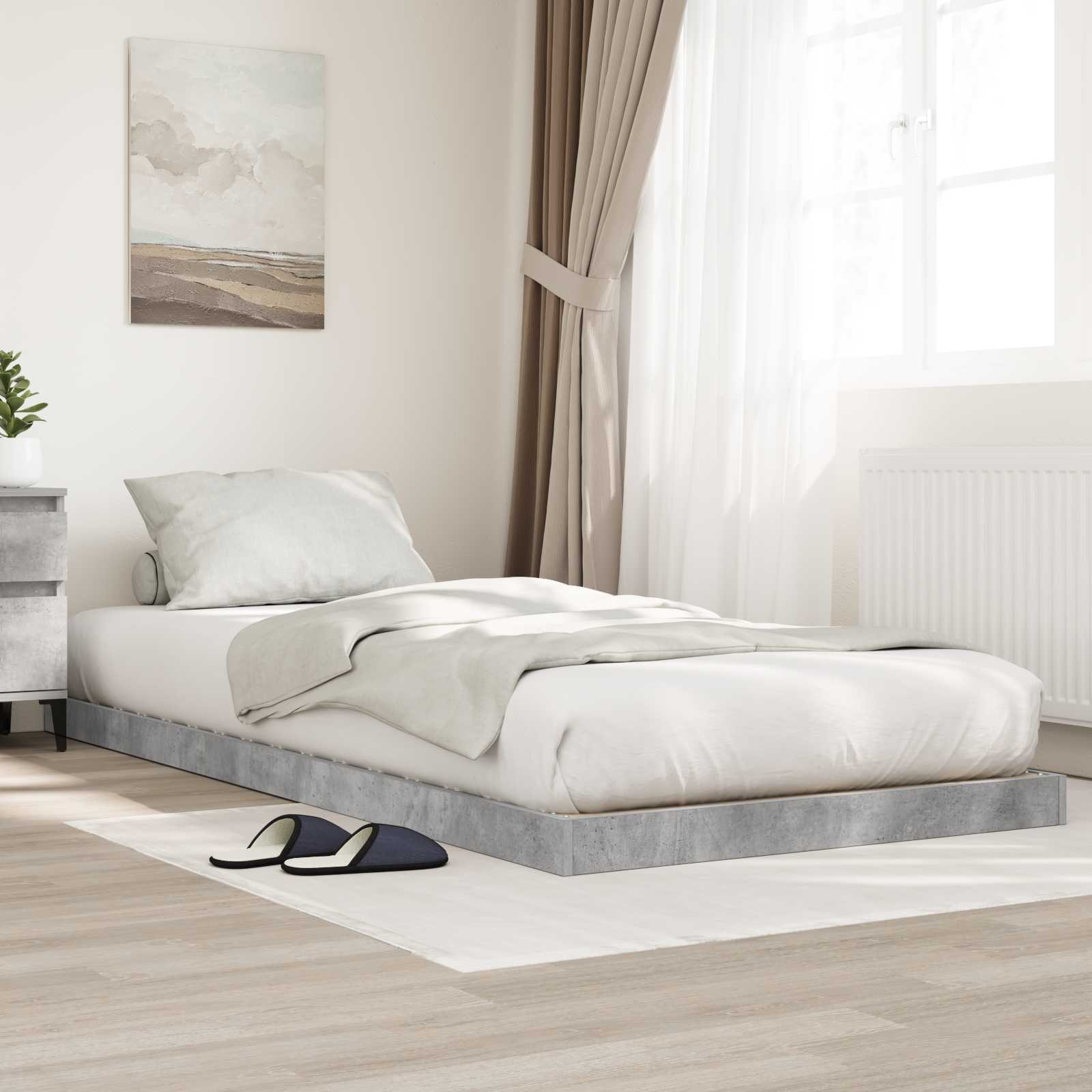 Sängram Betonggrå 100 x 200 cm Konstruerat trä