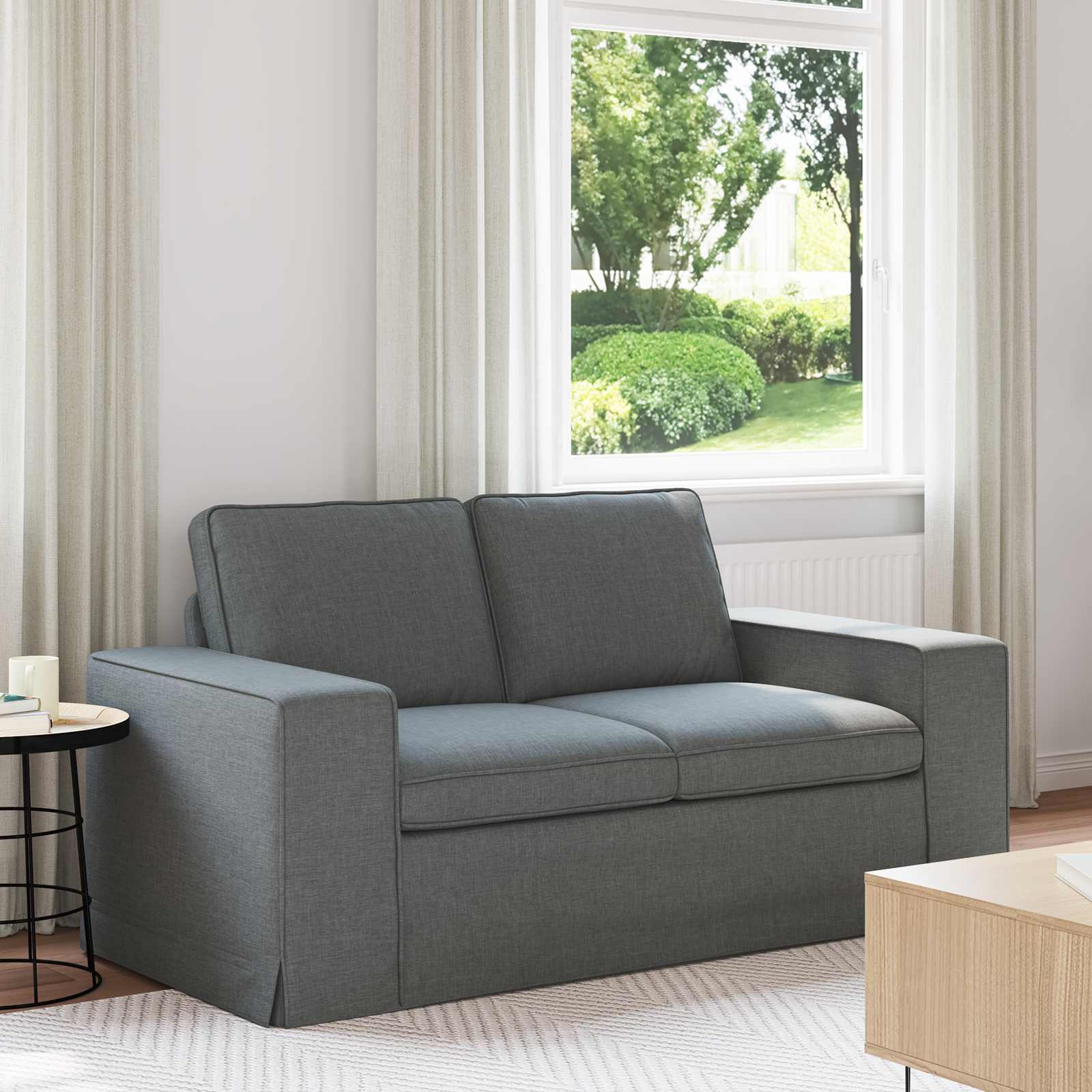 Soffa Mörkgrå 162 x 80 x 82 cm tyg