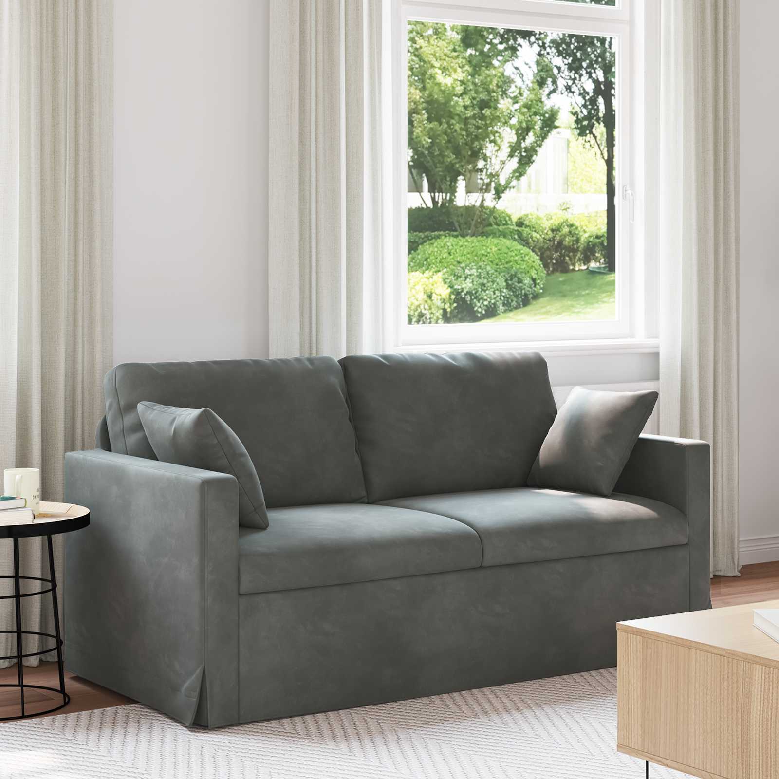 Soffa Mörkgrå 158 x 78 x 80 cm Sammet