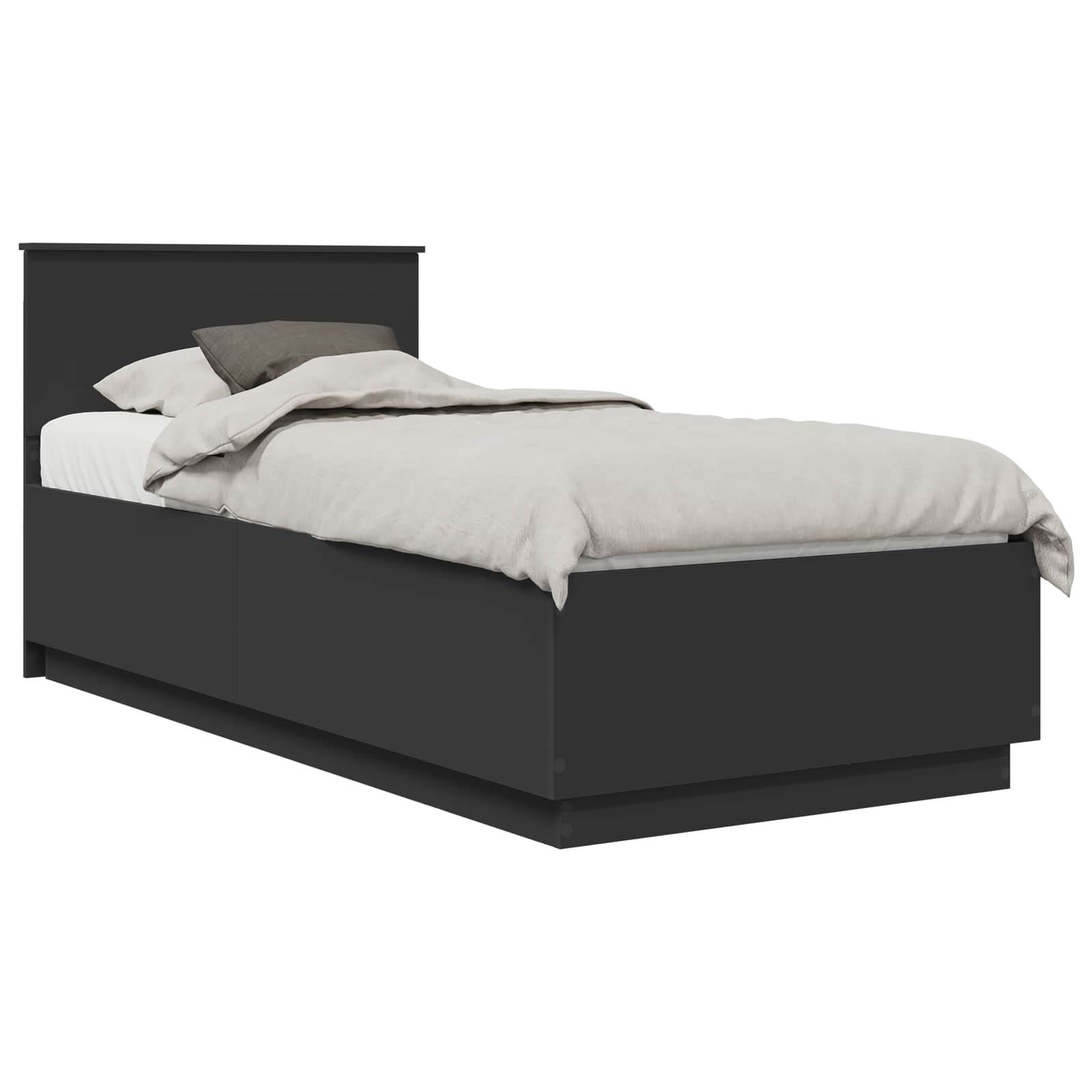 Sängram med huvudgavel Svart 70 x 190 cm Konstruerat trä