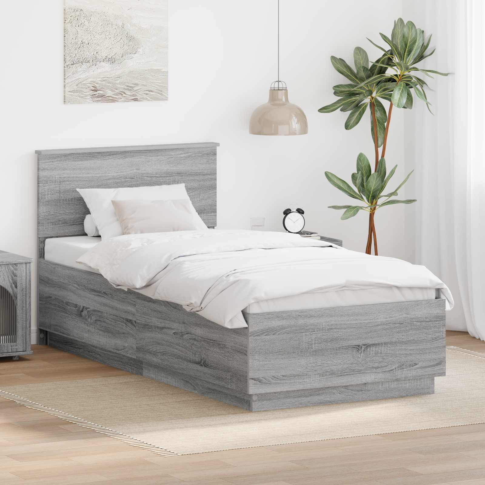 Sängram Grå sonoma-ek 70 x 190 cm Konstruerat trä