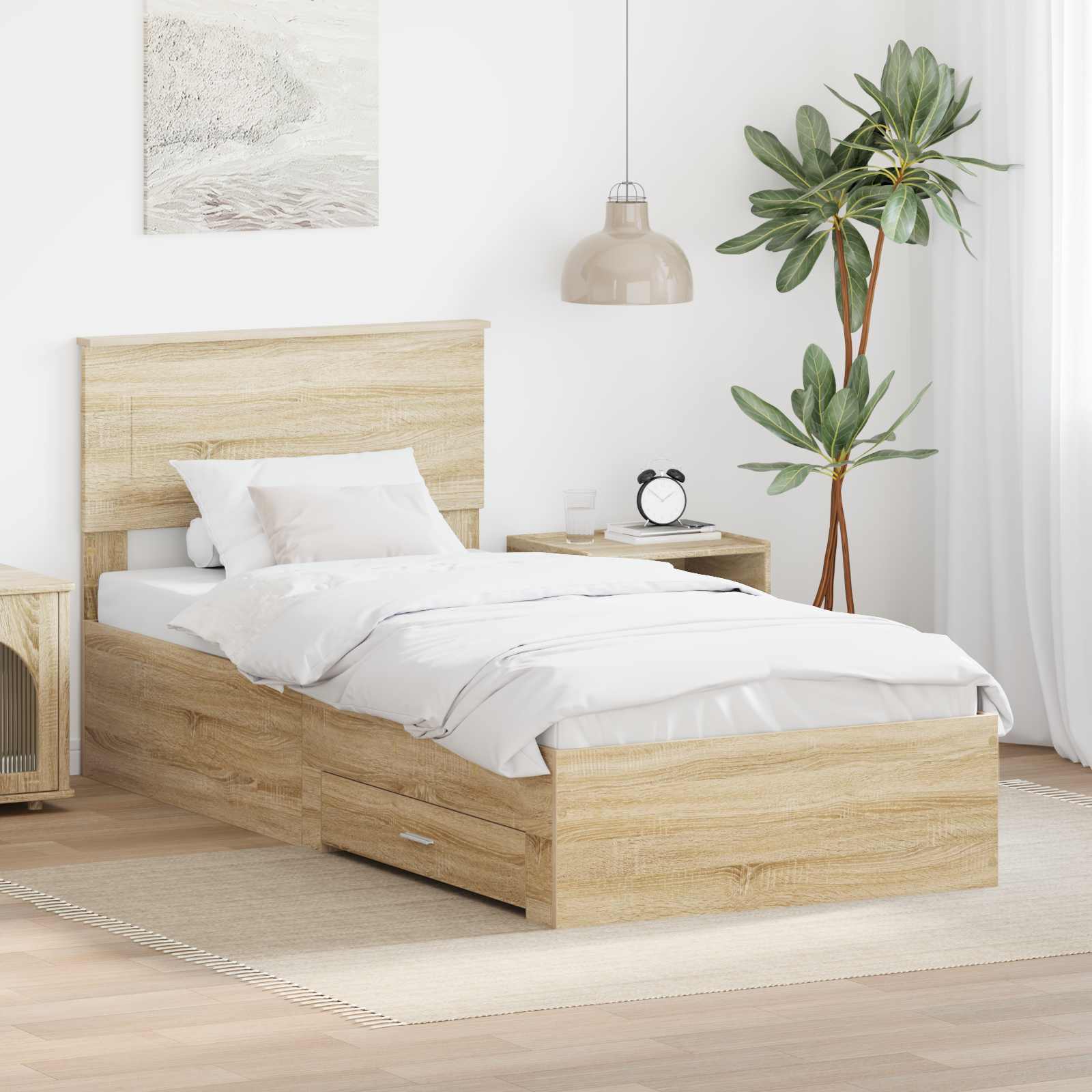 Sängram Sonoma Ek och Silver 75 x 190 cm Konstruerat trä
