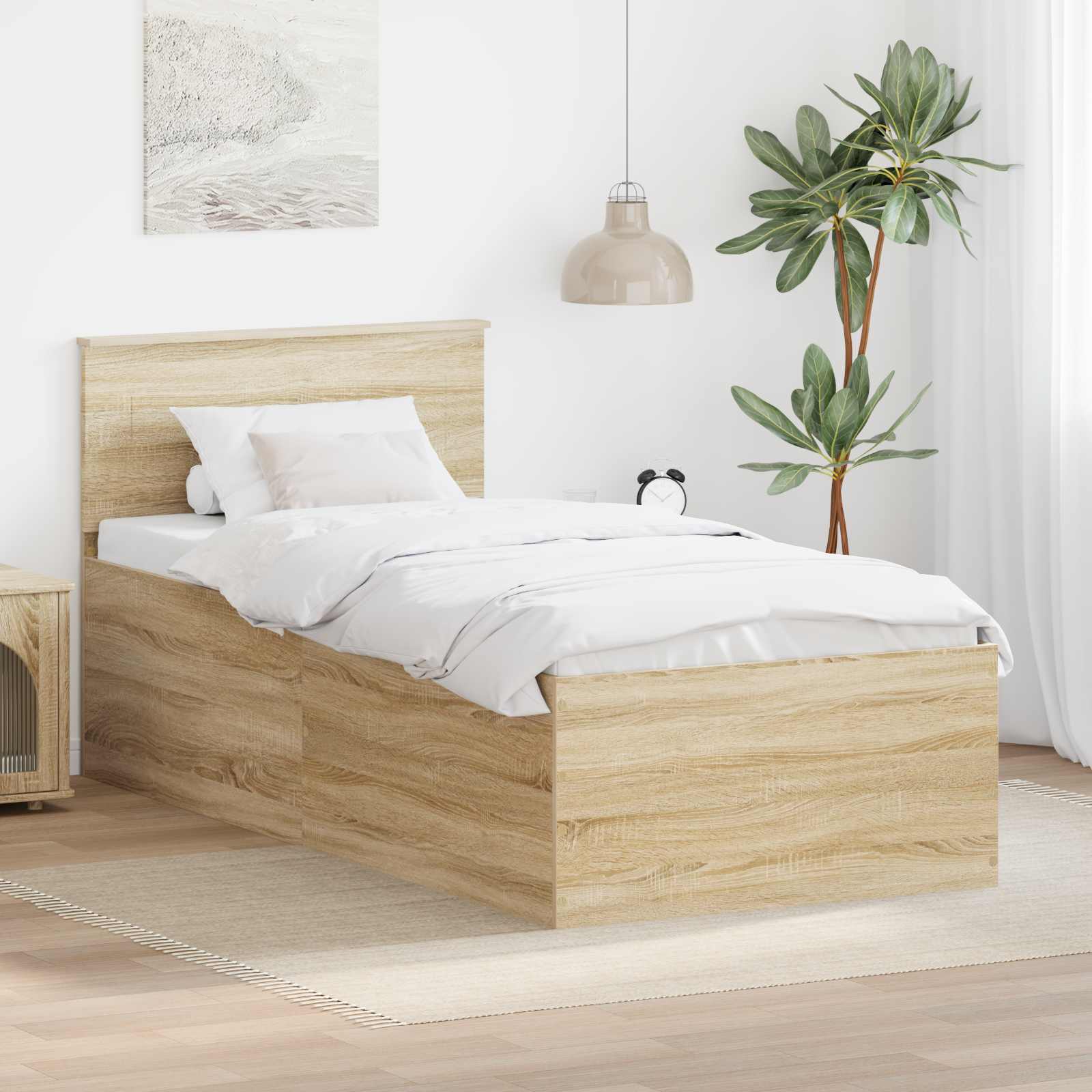 Sängram med huvudgavel Sonoma-ek 75 x 190 cm Konstruerat trä