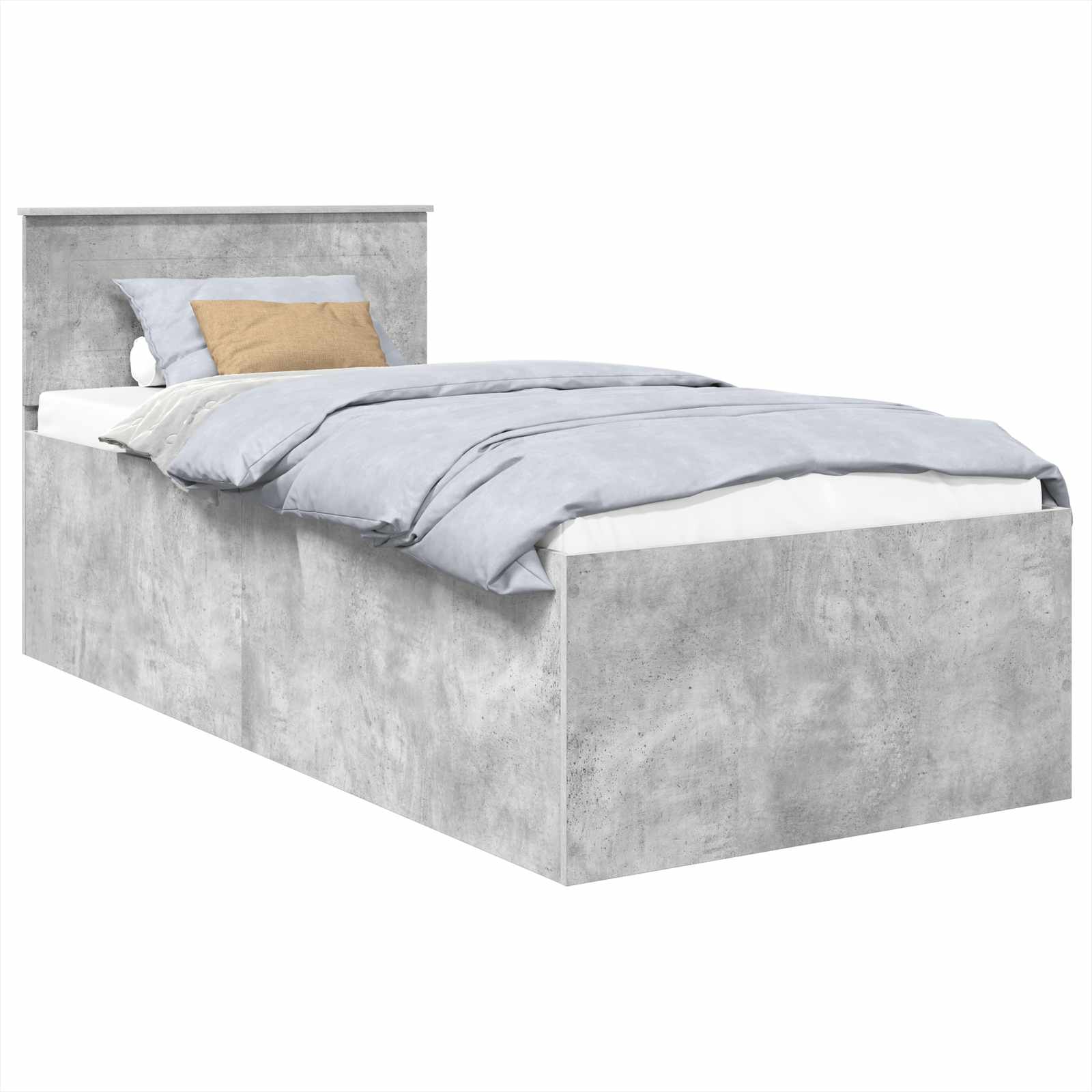 Sängram med huvudgavel Betonggrå 75 x 190 cm Konstruerat trä