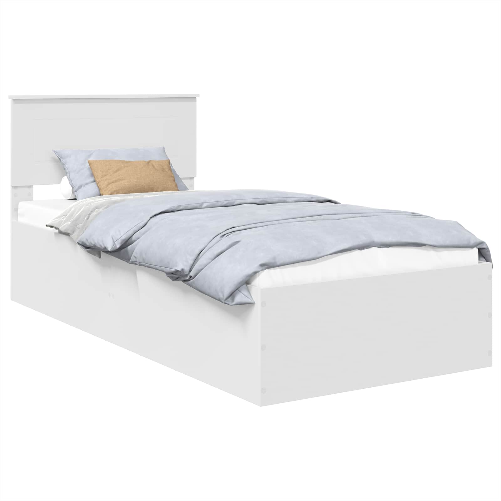 Sängram med huvudgavel Vit 90 x 190 cm Konstruerat trä