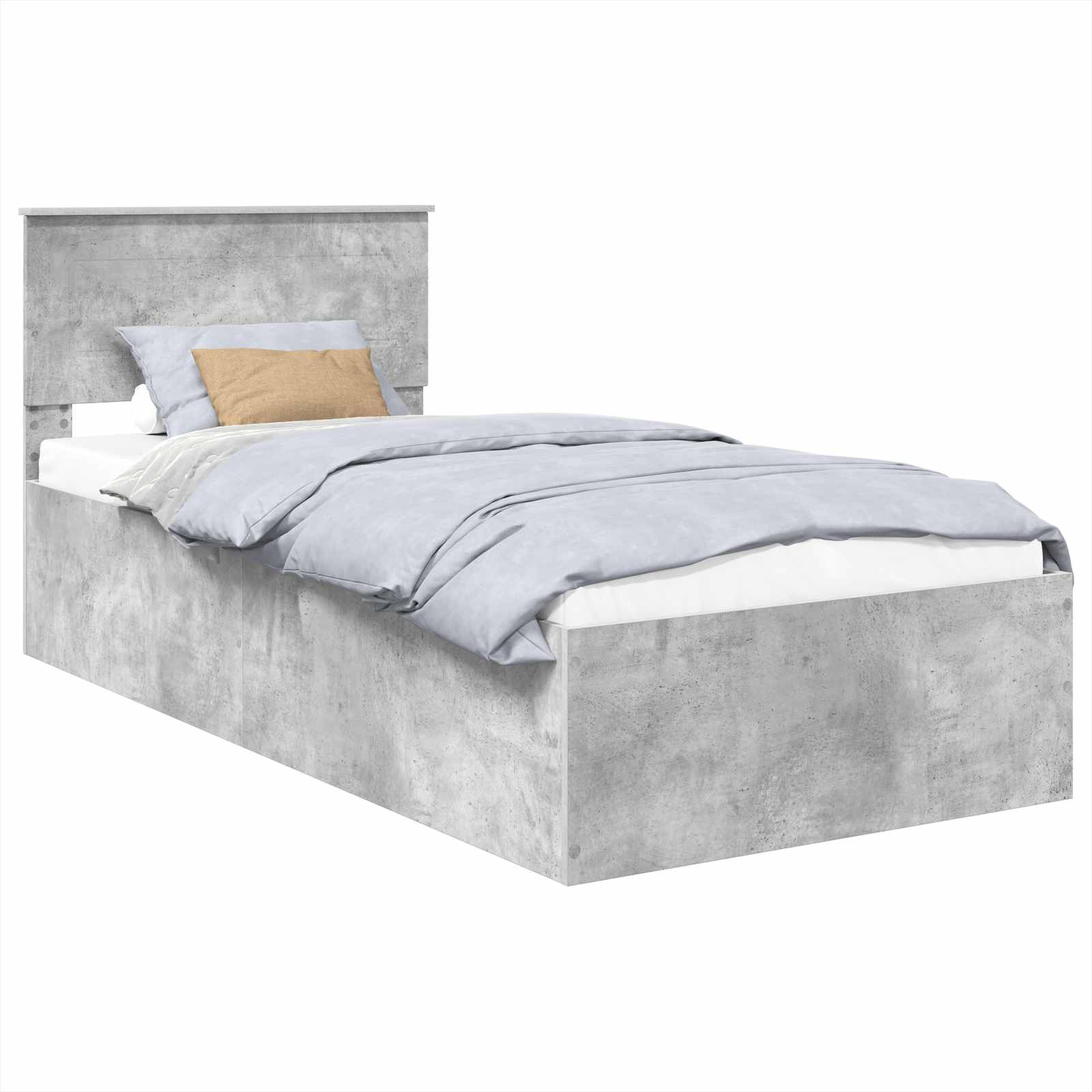 Sängram med huvudgavel Betonggrå 75 x 190 cm Konstruerat trä