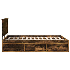 Sängram med huvudgavel Rökt ek 150 x 200 cm Massiv furu