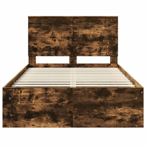 Sängram med huvudgavel Rökt ek 120 x 190 cm Massiv furu