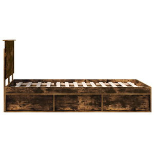 Sängram med huvudgavel Rökt ek 120 x 190 cm Massiv furu