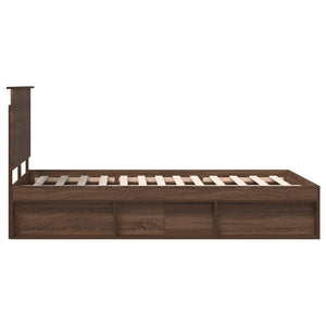 Sängram med huvudgavel Brun Ek 120 x 190 cm Massiv furu