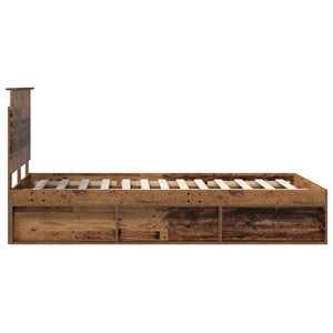 Sängram med huvudgavel Gammalt trä 120 x 190 cm Massiv furu