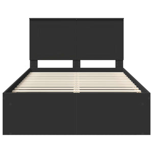 Sängram med huvudgavel Svart 120 x 200 cm Massiv furu