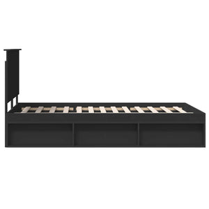 Sängram med huvudgavel Svart 120 x 200 cm Massiv furu