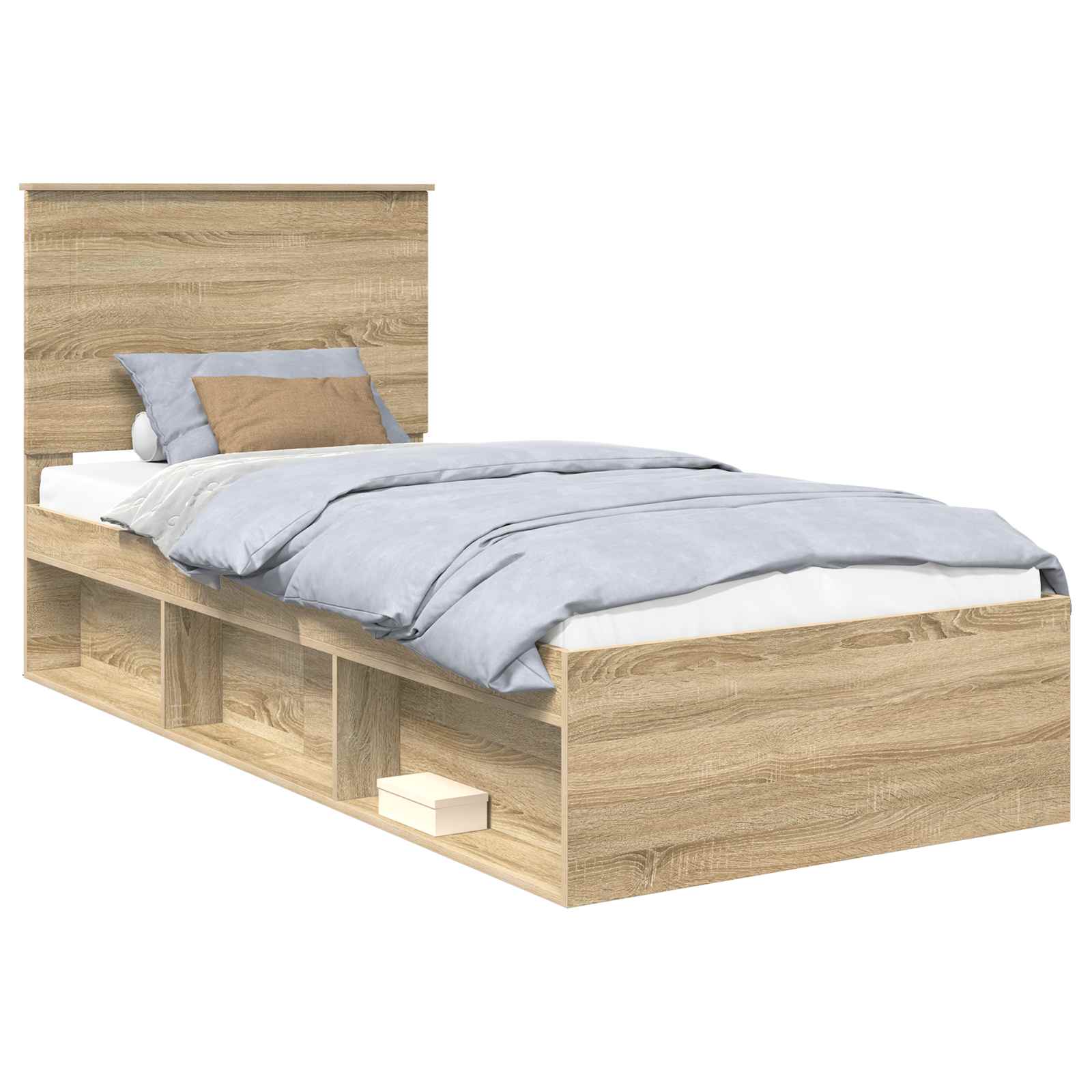 Sängram med huvudgavel Sonoma-ek 75 x 190 cm Massiv furu