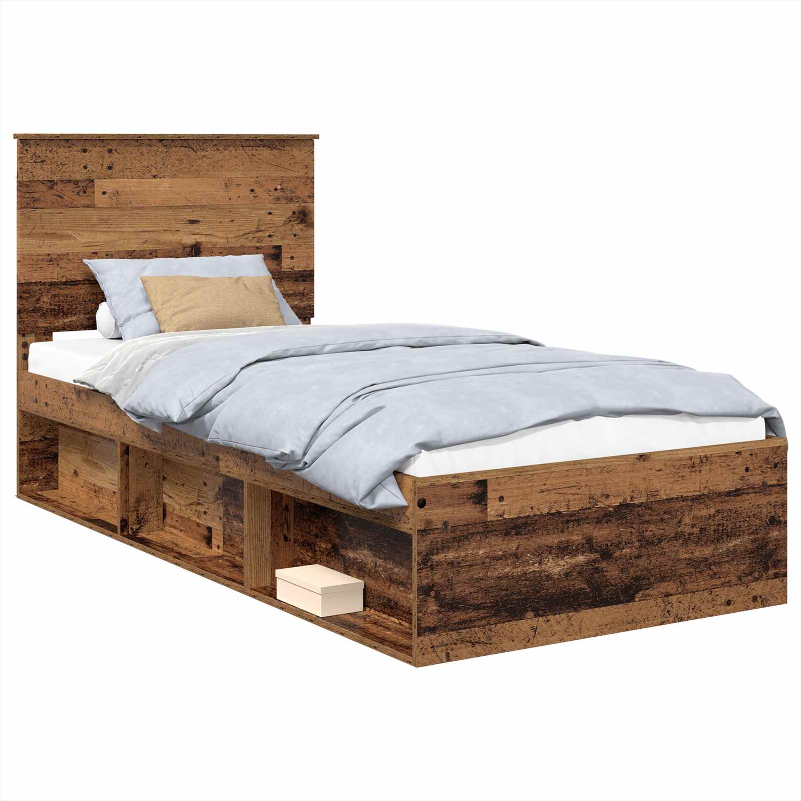 Sängram med huvudgavel Gammalt trä 75 x 190 cm Massiv furu