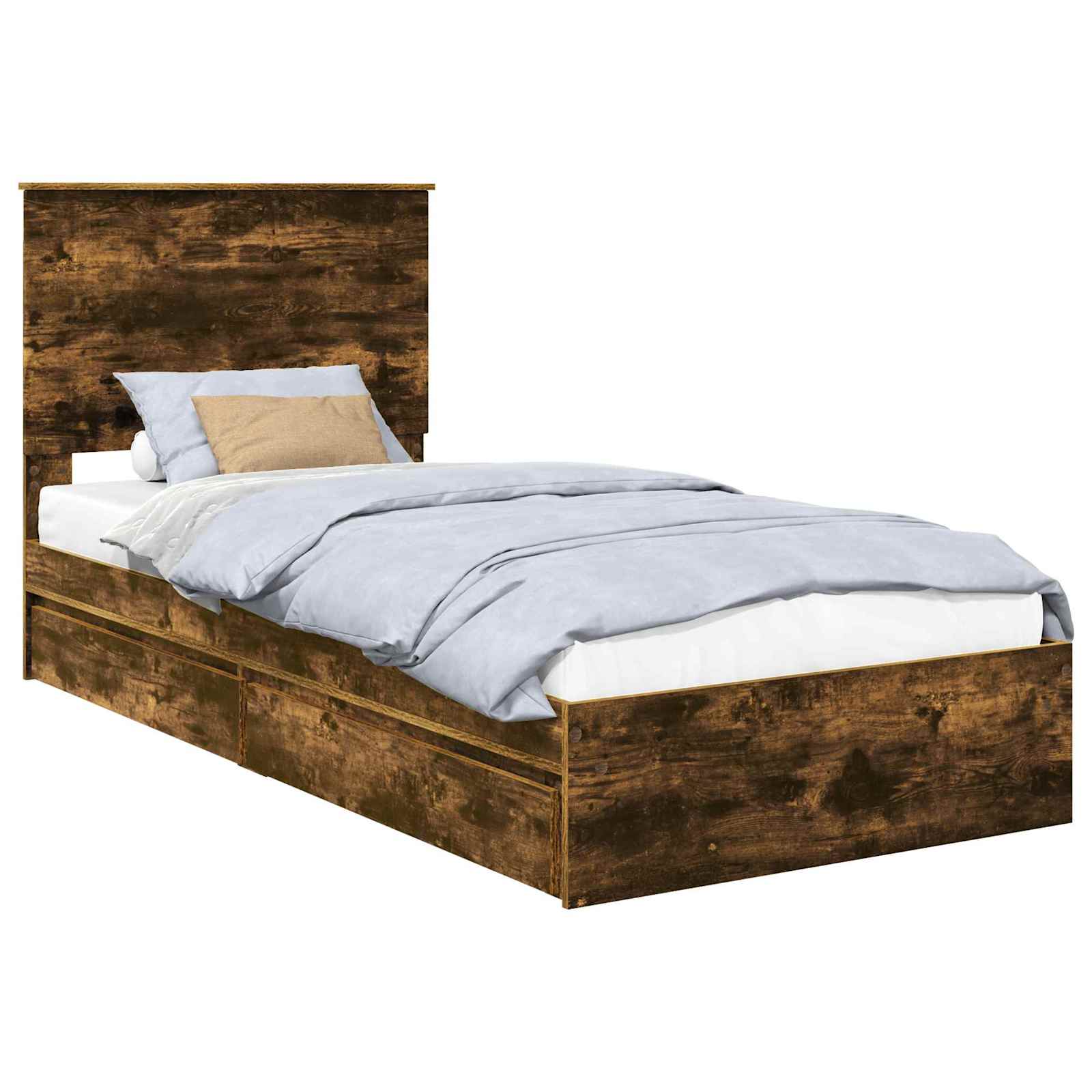Förvaringssäng med låda Rökt ek 75 x 190 cm Konstruerat trä