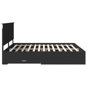 Sängram med låda Svart och Silver 200 x 200 cm Konstruerat trä