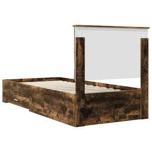 Sängram med huvudgavel Rökt ek 100 x 200 cm Konstruerat trä