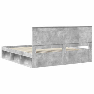 Sängram med huvudgavel Betong 200 x 200 cm Massiv furu