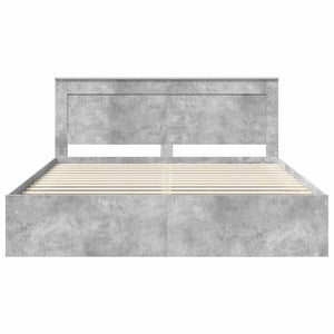 Sängram med huvudgavel Betong 200 x 200 cm Massiv furu